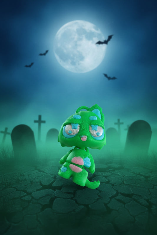Zombie kitty keychain